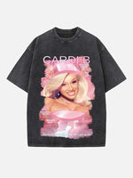 Cardi B Print Round Neck T-shirt
