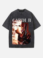 Cardi B Print Round Neck T-shirt