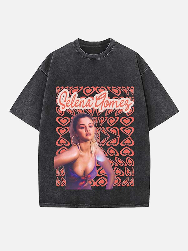 Selena Gomez Print Round Neck T-shirt