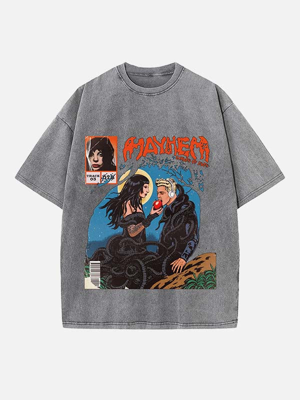 Lady Gaga Print Round Neck T-shirt