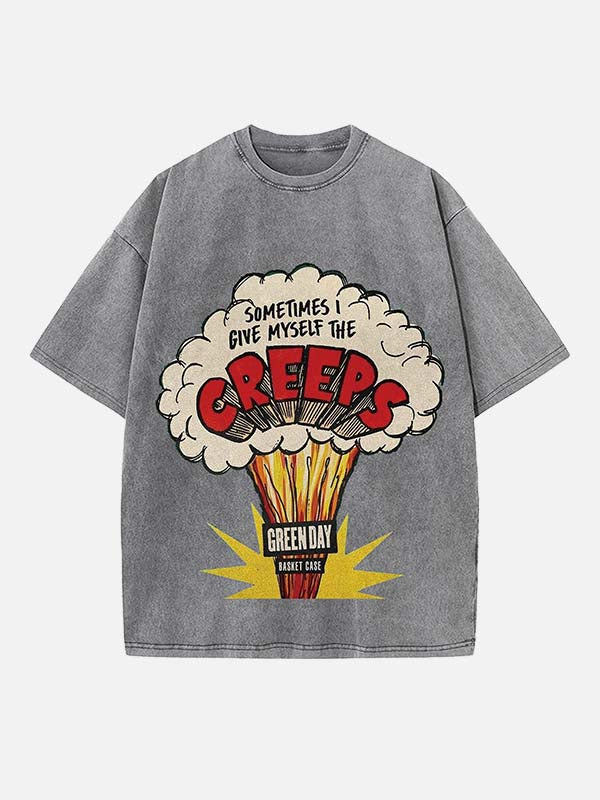 Green Day Print Round Neck T-shirt