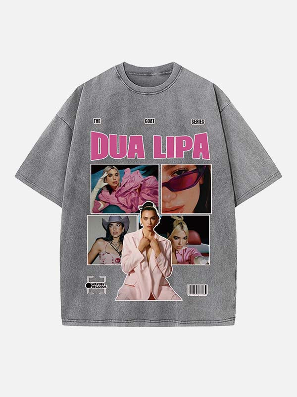 Dua Lipa Print Round Neck T-shirt