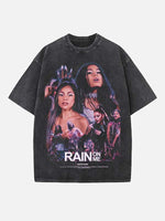 Lady Gaga Print Round Neck T-shirt