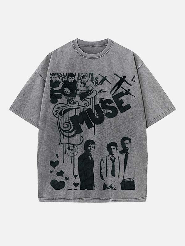 Muse Print Round Neck T-shirt