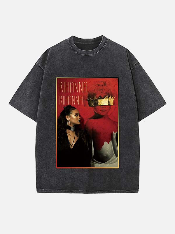 Rihanna Print Round Neck T-shirt