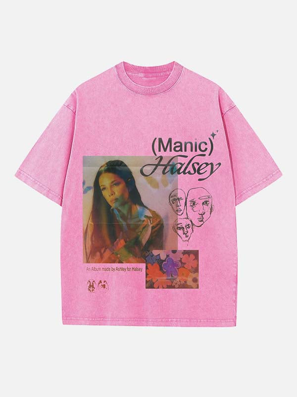 Halsey Print Round Neck T-shirt