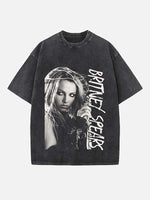 Britney Spears Print Round Neck T-shirt