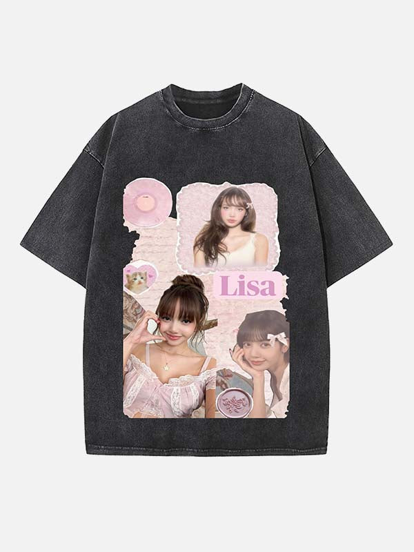 BLACKPINK Lisa Print Round Neck T-shirt