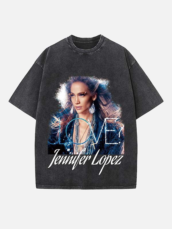 Jennifer Lopez Print Round Neck T-shirt