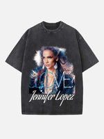 Jennifer Lopez Print Round Neck T-shirt