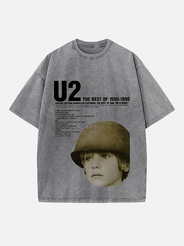 U2 Print Round Neck T-shirt
