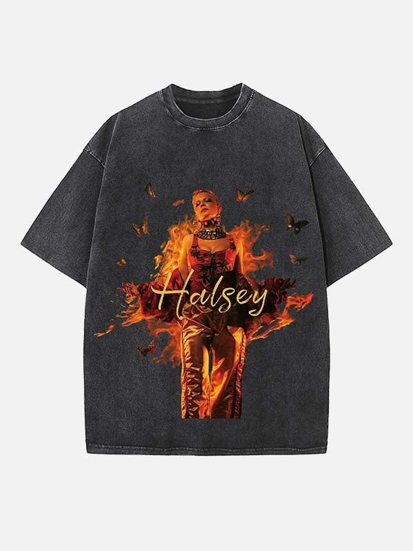 Halsey Print Round Neck T-shirt