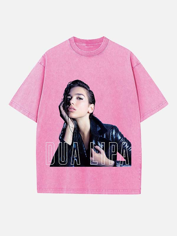 Dua Lipa Print Round Neck T-shirt