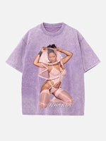 Rihanna Print Round Neck T-shirt