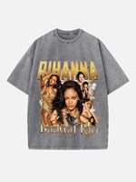 Rihanna Print Round Neck T-shirt