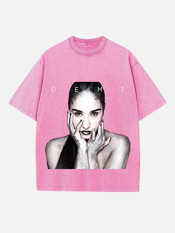 Demi Lovato Print Round Neck T-shirt
