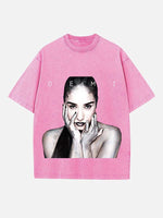 Demi Lovato Print Round Neck T-shirt