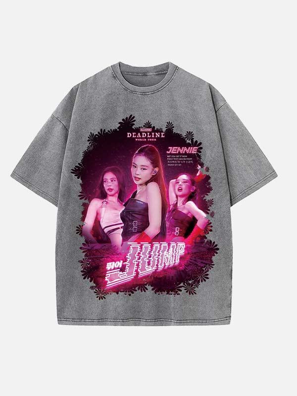 BLACKPINK Jennie Print Round Neck T-shirt