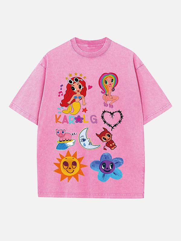 Karol G Print Round Neck T-shirt