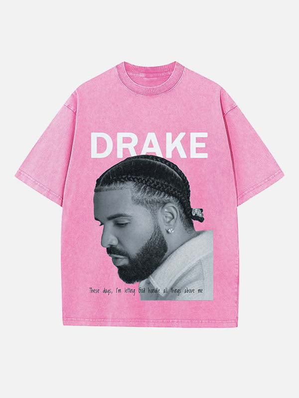 Drake Print Round Neck T-shirt