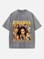 Rihanna Print Round Neck T-shirt