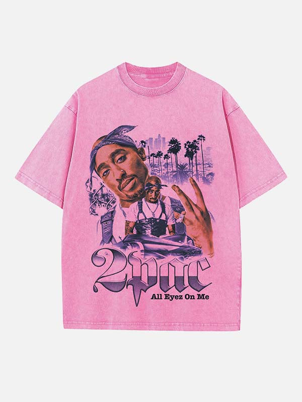 2Pac Print Round Neck T-shirt