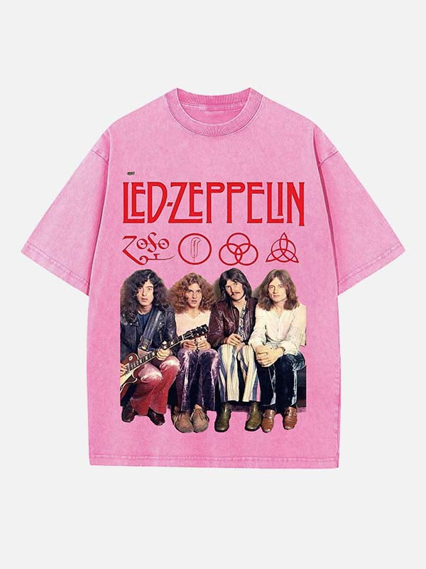 Led Zeppelin Print Round Neck T-shirt
