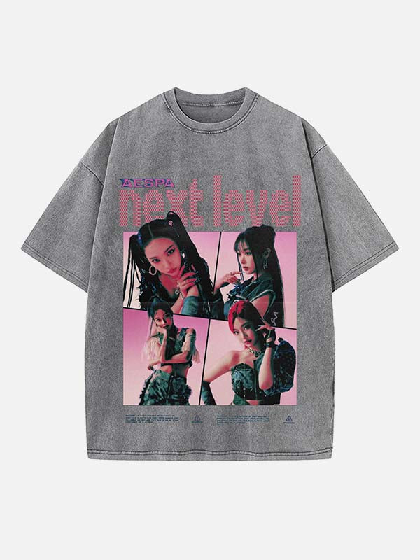 Aespa Print Round Neck T-shirt