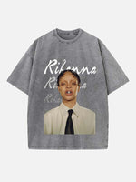 Rihanna Print Round Neck T-shirt