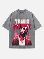 Travis Scott Print Round Neck T-shirt