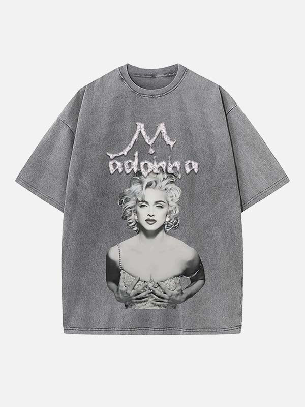 Madonna Print Round Neck T-shirt