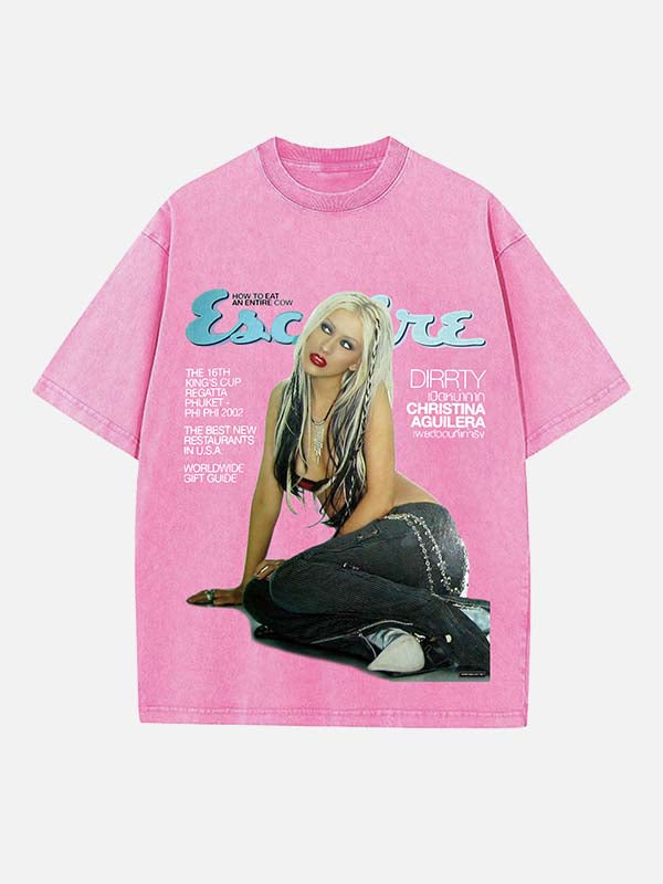 Christina Aguilera Print Round Neck T-shirt