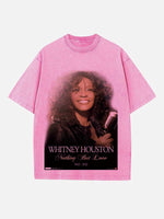 Whitney Houston Print Round Neck T-shirt