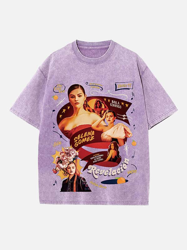 Selena Gomez Print Round Neck T-shirt