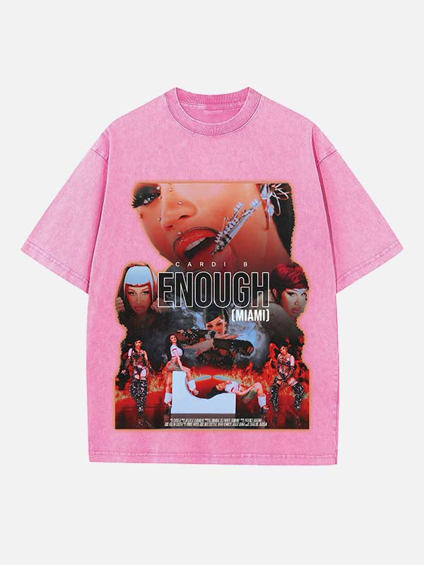 Cardi B Print Round Neck T-shirt
