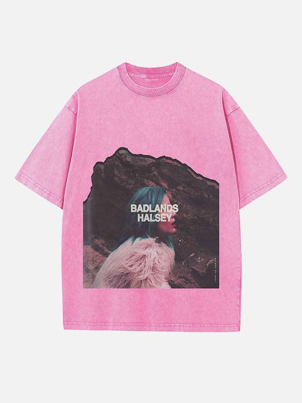 Halsey Print Round Neck T-shirt