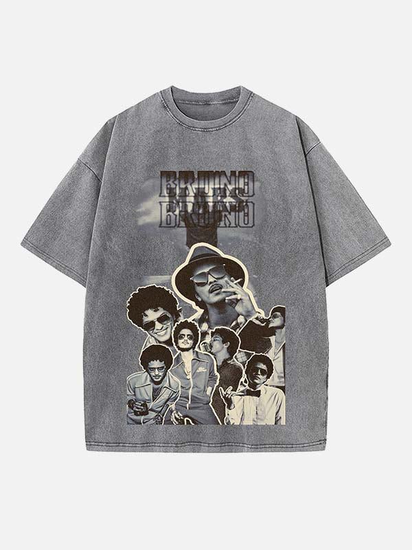Bruno Mars Print Round Neck T-shirt