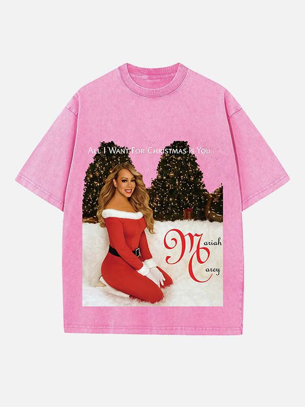 Mariah Carey Print Round Neck T-shirt