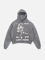 Lady Gaga Print Slant Pockets Hoodie