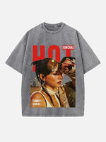 LE SSERAFIM Hong Eunchae Print Round Neck T-shirt