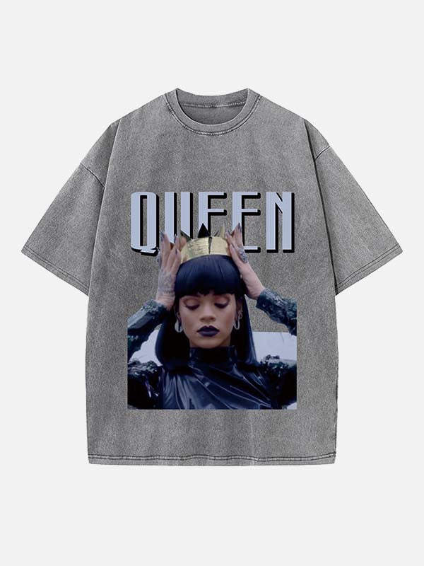Rihanna Print Round Neck T-shirt