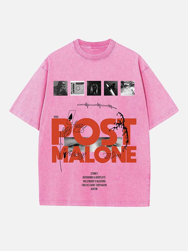 Post Malone Print Round Neck T-shirt