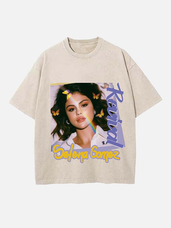 Selena Gomez Print Round Neck T-shirt