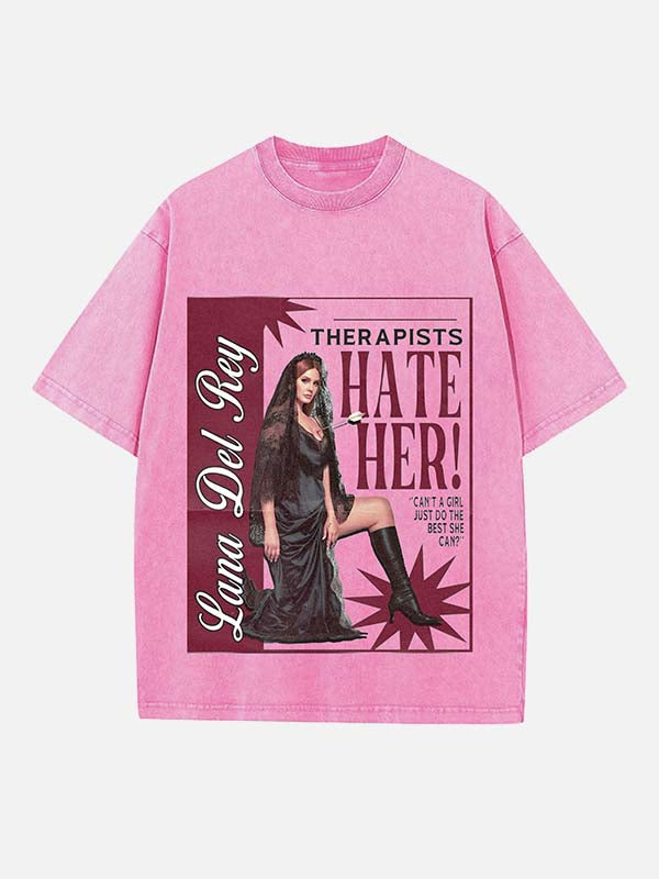Lana Del Rey Print Round Neck T-shirt