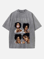 Rihanna Print Round Neck T-shirt