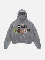 Bad Bunny Print Slant Pockets Hoodie