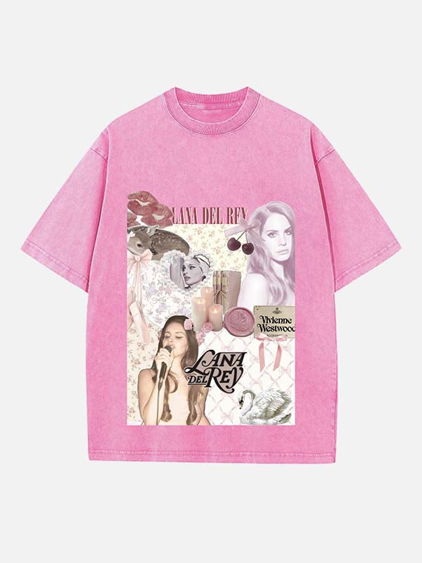 Lana Del Rey Print Round Neck T-shirt