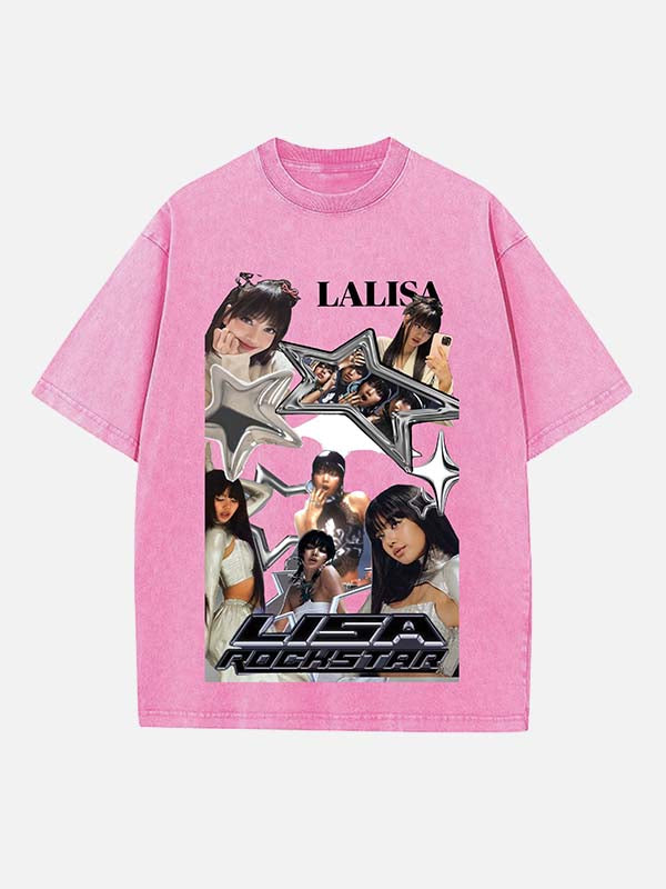 BLACKPINK Lisa Print Round Neck T-shirt