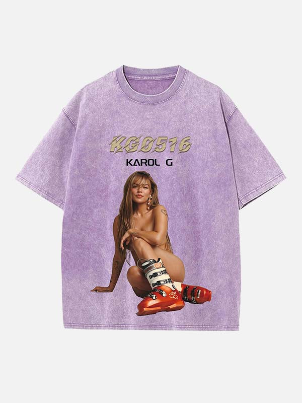 Karol G Print Round Neck T-shirt