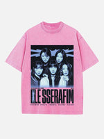LE SSERAFIM Print Round Neck T-shirt